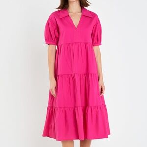 English factory puff sleeve tiered dress